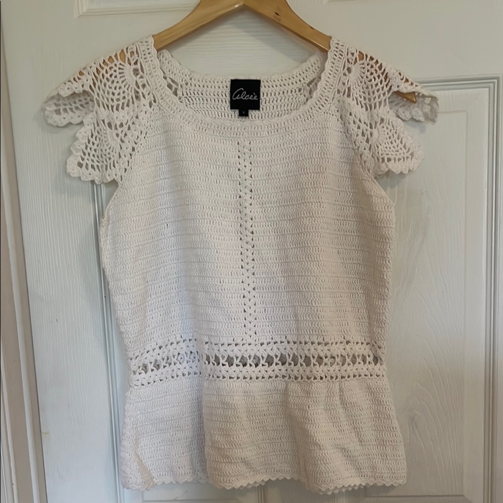 White Crochet Women's Top
